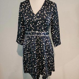 Banana Republic Floral Midi Dress Size 2 Small V-neck Dress A-147